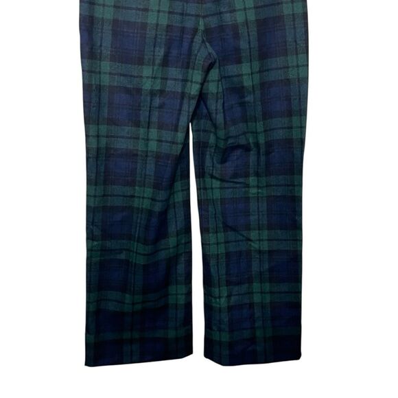 Sezane Martin Plaid Wool Blend Trousers Green Navy Wide Leg Size 4 Preppy - Picture 7 of 13